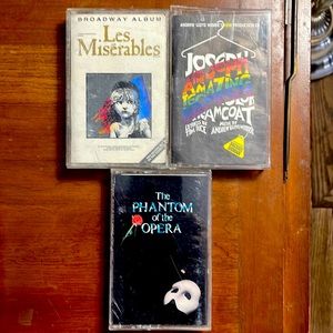 3 vintage broadway show cassette tapes